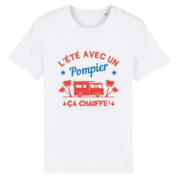T-shirt pompier unisexe - L'été avec un pompier ça chauffe ! - POMPIER SHOP