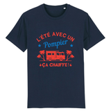 T-shirt pompier unisexe - L'été avec un pompier ça chauffe ! - POMPIER SHOP
